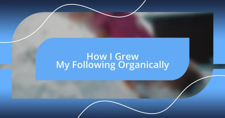 How I Grew My Following Organically