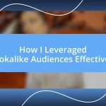 How I Leveraged Lookalike Audiences Effectively