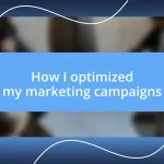 How I optimized my marketing campaigns