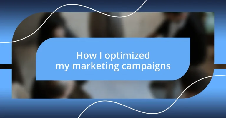 How I optimized my marketing campaigns