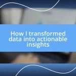 How I transformed data into actionable insights