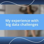 My experience with big data challenges