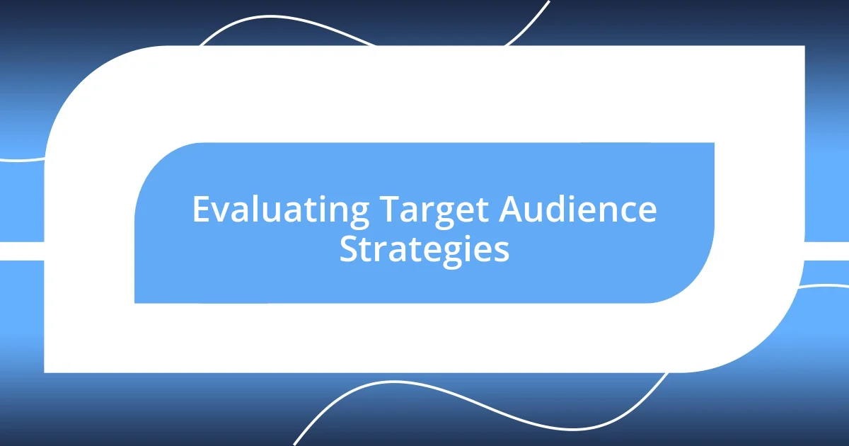 Evaluating Target Audience Strategies